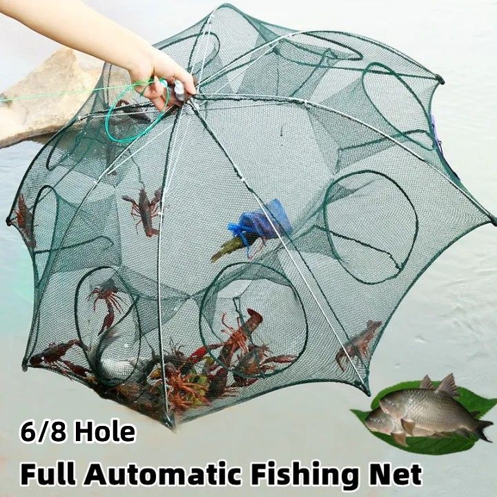 MAOTN Automatic Umbrella Fishing Cage Trap, Pour Fish and Shrimp Cages and  Eel Cages at Bottom, Fishing Crab Shrimp Drip Net Fishing Tackle