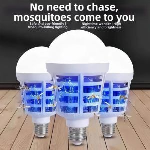 OURTOUR 2 in 1 LED Mosquito Killer Bulb Pug-in Energy Saving Mosquito Repellent Lamp Portable 360 Degree E27 Mosquito Killer for Home Bedroom Garden Patio