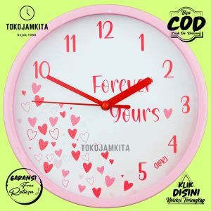 Jam Dinding Analog Dekorasi Kamar Bunga Flower Modern Alari AL6868 Besar BestSeller Forever Love