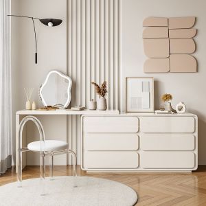 Solid Wood Dresser Retractable Bedroom Bedside Table Integrated Bedroom Makeup Table Dresser