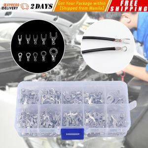 【320pcs/set】320Pcs/Box 10 In 1 Terminals Non-Insulated Ring Fork U-type Brass Terminals Assortment Kit Cable Wire Connector Crimp Spade U-Type-Terminals