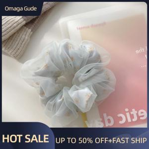 Omaga Double Layer Silk Organza Scrunchies Sweet Flower Hair Band For Girls Ponytail Holder Rubber Bands Hair Ties Hair Accessories