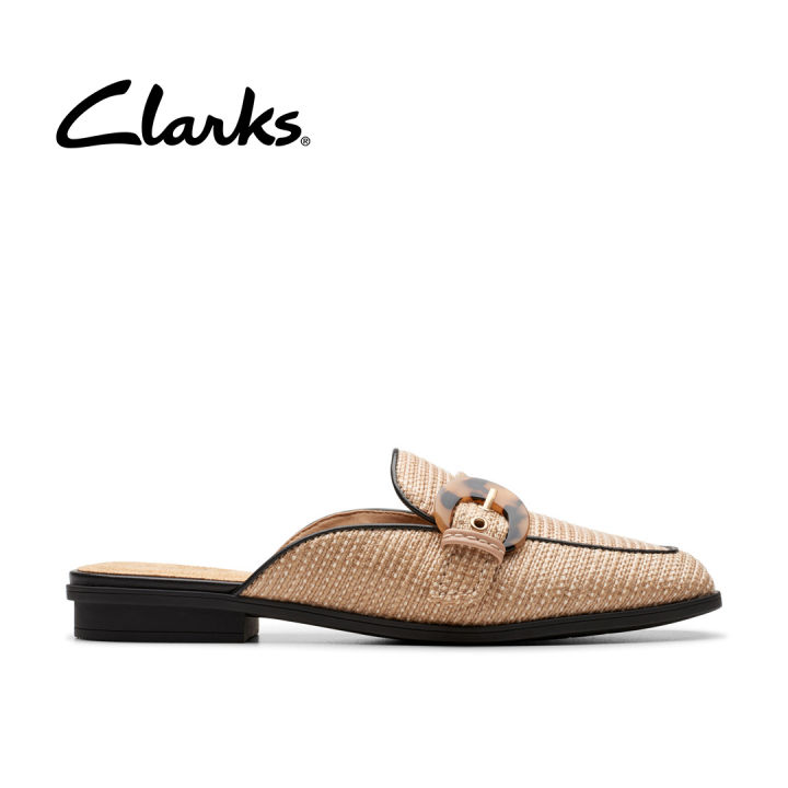 Clarks Womens Lyrical Shine Slides Mules Natural Lazada