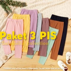 Promo Paket 3 Pis Celana Legging Polos Random Anak Usia 1-15 Tahun Pakaian Bawahan Anak Perempuan