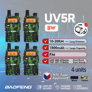 Baofeng UV-5R Walkie Talkie 4 Set 8W High Power Dual Band UHF/VHF Portable Two Way Radio 10KM Long Range FM Transceiver