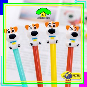 MI-A47 Pulpen Gel Karakter Puppy Lucu 0.5mm Motif Polos Korean Style / Alat Tulis Pena Cair Doggie Perlengkapan Sekolah Kantor Ballpoint Import