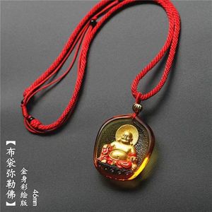 高档琉璃布袋弥勒佛吊坠收藏版彩绘袈裟款大肚笑佛本命佛保平安