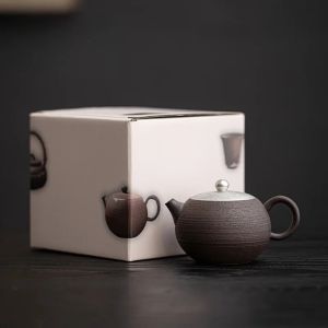 Kirilgu Black Gilded Silver Japanese Style Teapot Kettle Coarse pottery Tea Making Device Tea Infuser Tea Kettle Chinese Small Pot 2Z6B7