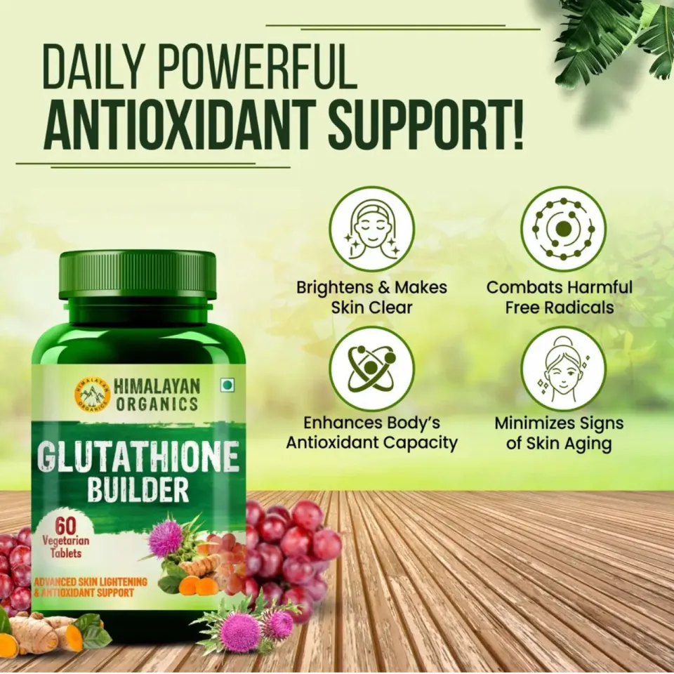 glutathione himalaya Himalayan Organics Builder for Anti-Ageing Skin Brightening Whitening 60 Tabs Size:Pack of 3 2-month-supply Neumi FAQs