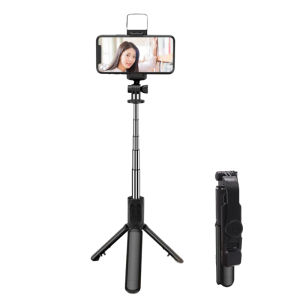 Tongkat selfie Tongkat Selfie Lipat/Tongsis dengan Remote Bluetooth Tripod Selfie Mini Portabel untuk Perjalanan dengan Lampu LED Tambahan Penyangga Ponsel Alat Fotografi Tangan Anti-Goyang Penyangga Multifungsi untuk Live Streaming Outdoor