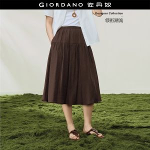 Giordano Women Soft Silk-like Wrinkle Resistant Elastic Waist Woven Skirt - High Quality Free Shipping 18466302