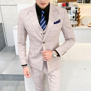 3PCS Suits Set for Men 2026 Korean Slim Fit Comfortable Smart Gentlemen Workwear Formal Event Wedding Groomsman Male Blazer