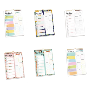 Spirals Meal Planning Pad Notebook Featuring Detachable Shopping Lists And Wall Hanging Hook For Weekly Organization