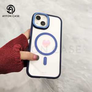 BLACK MAGNETIC MAGSAFE CASE CASING FOR IPHONE 13 13PRO 13PROMAX 14 14PRO 14PROMAX 15 15PRO 15PROMAX LIST CHROME - AYFONE CASE AF-034