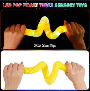 Mainan Viral Light Up Pop Tubes Pop Pipes / LED Pop Fidget Tubes Sensory Toys