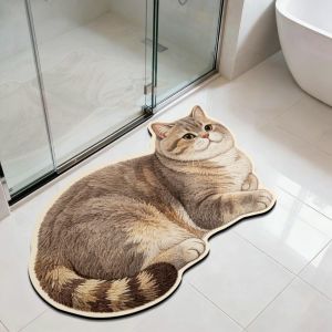 NOBLELUX 4060cm Cute Cat Floor Mat Non-slip Ragdoll/ Orange Cat Bedroom Door Small Rug Quick-drying Entrance Carpet For Living Room Tea