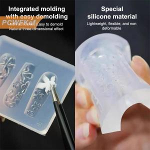 【PCWFKef】 แม่พิมพ์แกะสลักเล็บลายดอกลิลลี่บรรเทาซิลิโคน3D Hawaii Hibiscus กลีบดอกไม้แม่แบบการสร้างแบบจำลองเครื่องมือทำเล็บที่ชัดเจน1 2ชิ้น