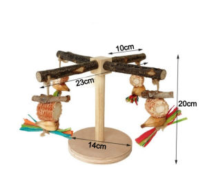 🇸🇬 Parrot Tabletop Rotating Windmill Perch Playstand with Chewing Toy