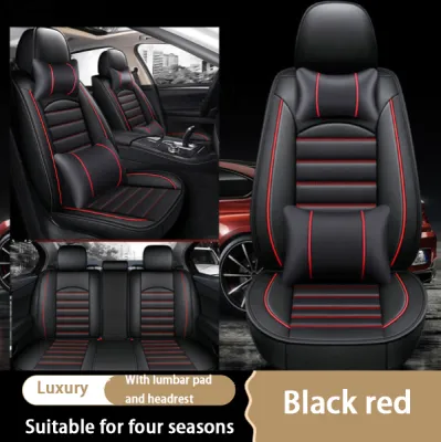 Kerusi kereta Universal Leather Car Seat Cover Full Set Seat Protector Cushion Kusyen Kereta / With Head pillow with waist pillow / 5 Colors Black Brown Blue Red White For 99% Of Car Models