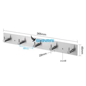 Dán Tường Keo 3M - Có Lỗ Khoan ) Móc Treo Đồ Móc Treo Quần Áo Hình Nấm INOX SUS304 Xước 5 Móc SHINRAI