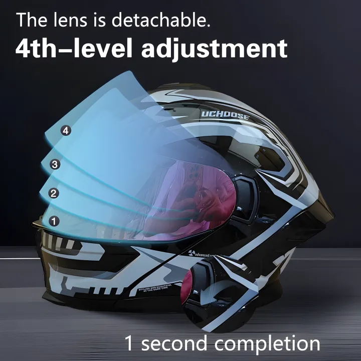 ANCHI ICC Standard Dual Lens Motorcycle Modular Helmet Suitable for 50 ...