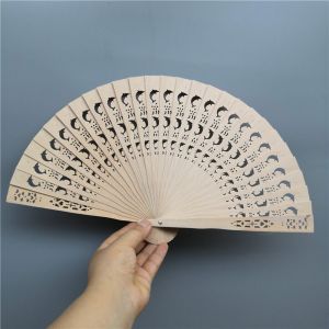 XUANY Fan Crafts Gift Home Accessories Punched Wood Fan Handle Hand Fan Sandalwood Fan Hand-held Folding Fans Hand Held Flower Fans Photo Prop Tool Hollow Dance Hand Fans