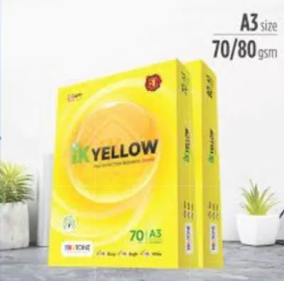 IK YELLOW A3 70GSM (500s) / IK YELLOW A3 80GSM (500s) (READY STOCK) / Kertas A4 / Kertas Putih / Kertas Kosong
