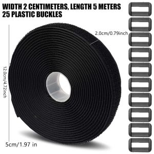 5M High Quality Nylon Cable Fastener Tape / Hooks and Loops Magic Wire Straps / Reusable Cable Organizer Straps with Buckle