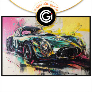Tranh sơn dầu trừu tượng xe ôtô siêu xe. Tranh treo tường dán tường sơn dầu canvas CGI-1963