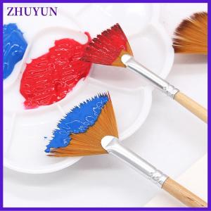ZHUYUN SQ Stationery [Flash Sale] HHH 5pcs Fan Shape Gouache Painting Pen Nylon Hair Paint Brush Drawing Art Supplies