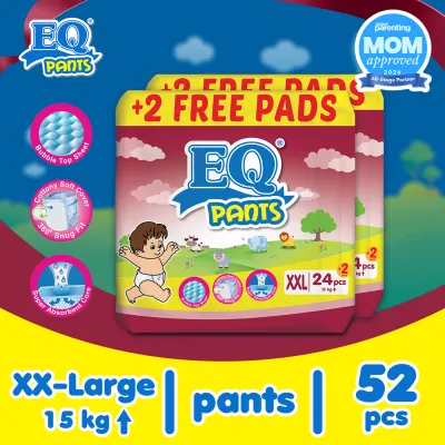 EQ Pants XXL (15 - 25 kg) - 26 pcs x 2 packs (52 pcs) - Diaper Pants