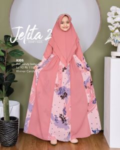 Zahira1808 Sale Cuci Gudang Idul Adha jelita 2 Kids Anak Gamis Muslim Syari Anak Dress Hijab Muslimah Atasan Kids Bahan Ceruty Baby Doll Dengan Khimar Sale Cuci Gudang