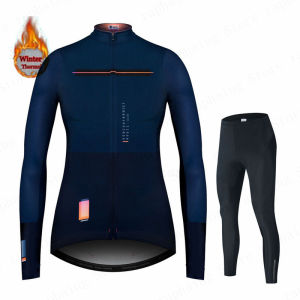 Cycling Jersey Set Women Winter Thermal Fleece Jacket Lady Long Sleeve Sweatshirt Warm Riding Tops Female Bike Spain Uniform