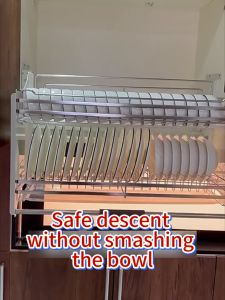 Happihaus 304 Stainless Steel Pull Down Dish Rack Kitchen Cabinet Organizer Heavy Duty Adjustable Hanging Drainer
