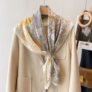 Style Rose Silk Scarf 100% Silk 90 Large Square Scarf Mulberry Silk Womens Spring and Autumn Scarf Black and White Shawl