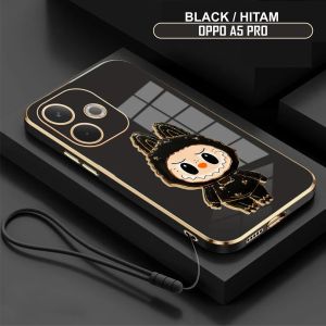 Soft Case Oppo A5 Pro Casing Labubu Dudukan Miror Kaca Free Tali Lanyard Handphone