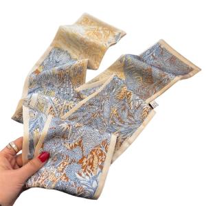 Elegant 12x145cm Flower Printed Ribbon Scarf Hair Ribbon Neck Accessory For Women All Matching Bag Decorative Scarf