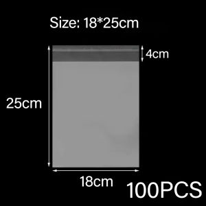100PCS OPP Clear Plastic With Tape Sealing Self-Adhesive Plastic Clothes Packing Bag (5Size)