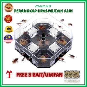 (FREE 3PCS BAIT/UMPAN)Reuseable Cockroach Trap Box Non-Toxic Insert Killer Catcher Perangkap Lipas