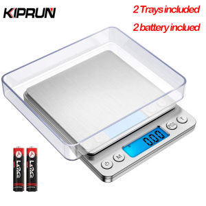 KIPRUNDigital Kitchen Scale 0.1g x 3000g Food Weight Scales with 2 Trays Electric Jewelry Scales with Back-Lit LCD Display Tare and PCS Features Stainless Steel