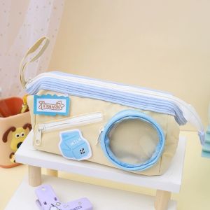 Tempat Pensil Berkapasitas Besar Kotak Pensil Multifungsi Dekorasi Bordir Susu Dan Keju