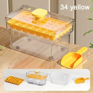JURHOMIE 34/68 Compartments Ice Cube Mould Ice Tool With Lid Freezer Ice Cube Maker  Press Type Home Ice Box Gifts