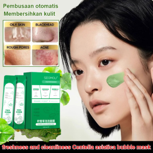 【COD/Pengiriman 24 Jam】Centella asiatica bubble mask 12 sachets box mask mud mask facial care increase moisture control oil shrink pores whitening 10 seconds to create bubbles shrink pores