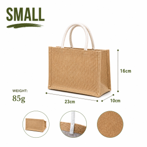 Eco Friendly Reusable Jute Bag Burlap Tote Bags Natural Linen Bags with Soft Cotton Handle TH