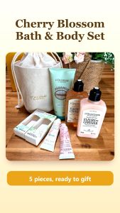 LOccitane Cherry Blossom Bath & Body Set 5pcs Gift Set – Cherry Blossom Shower Gel Lotion Hand Creams