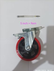 RODA PU MERAH 5 INCH VARIASI TIPE / RODA KASTOR DAN TROLI 5" HEAVY DUTY