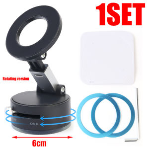 ขาตั้งโทรศัพท์ในรถฉากยึดแม่เหล็กโลหะสามแกนจุกดูดแบบยึดติดกับกระจกปรับได้พับได้ดูดซับสุญญากาศสำหรับใช้อาบน้ำในยิม