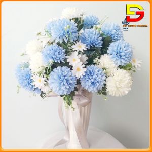 Bình Hoa Để Bàn Cúc Ping Pong Cao Cấp Cắm Sẵn Trang Trí Bàn Trà Kệ Tủ Tuyệt Đẹp - Lọ Hoa Decor - Chậu Hoa Giả Trang Trí BS-01