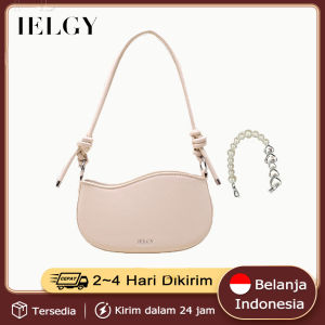 IELGY - Tas Bahu Wanita Putih dengan Tali Rantai Mutiara yang Dapat Disesuaikan