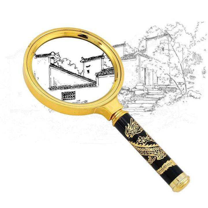 [HCM]Kính lúp cầm tay Magnifier khắc hình rồng mạ vàng